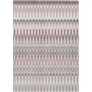 Photo of Pink Blush And Gray Southwestern Washable Indoor Outdoor Area Rug