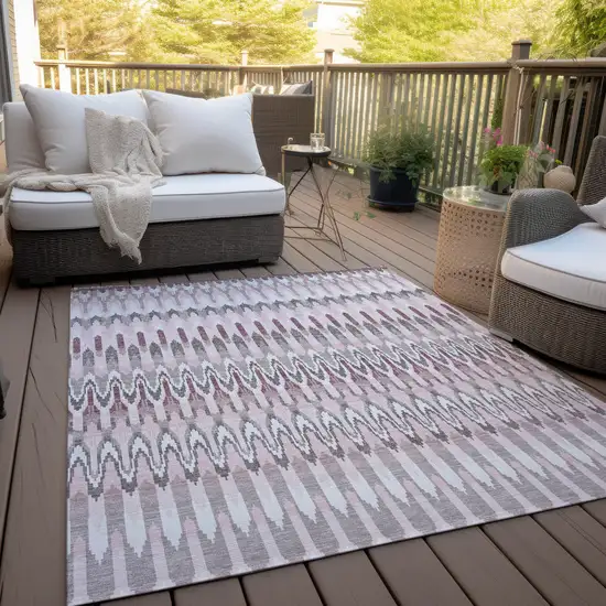 Pink Blush And Gray Southwestern Washable Indoor Outdoor Area Rug Photo 9