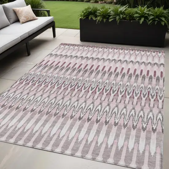 Pink Blush And Gray Southwestern Washable Indoor Outdoor Area Rug Photo 1