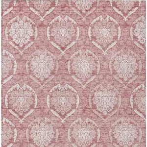 Photo of Pink Blush And Ivory Medallion Washable Indoor Outdoor Area Rug