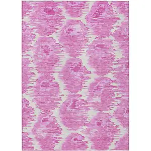 Photo of Pink Blush And Mauve Abstract Washable Indoor Outdoor Area Rug