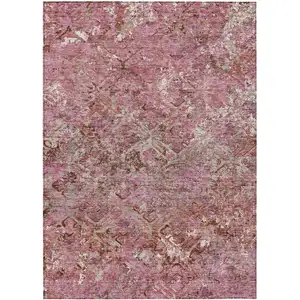 Photo of Pink Blush And Mauve Geometric Washable Indoor Outdoor Area Rug