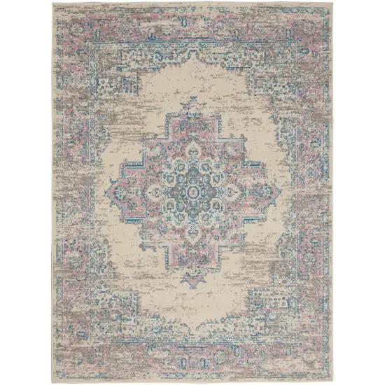 Pink Damask Power Loom Area Rug Photo 8