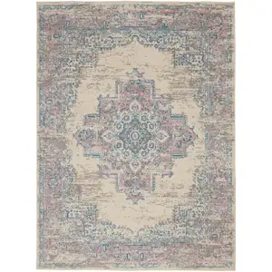 Photo of Pink Damask Power Loom Area Rug