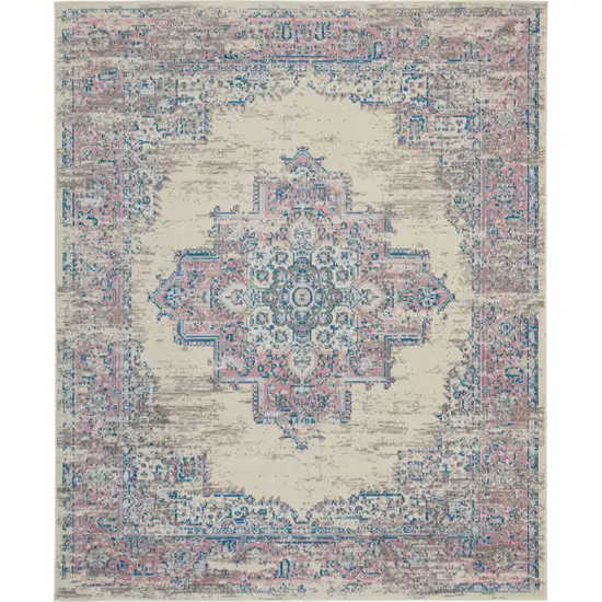 Pink Damask Power Loom Area Rug Photo 6