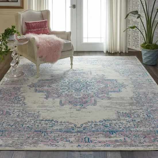 Pink Damask Power Loom Area Rug Photo 9