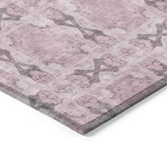 Pink Floral Medallion Washable Non Skid Indoor Outdoor Area Rug Photo 7