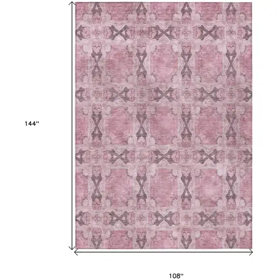 Pink Floral Medallion Washable Non Skid Indoor Outdoor Area Rug Photo 3