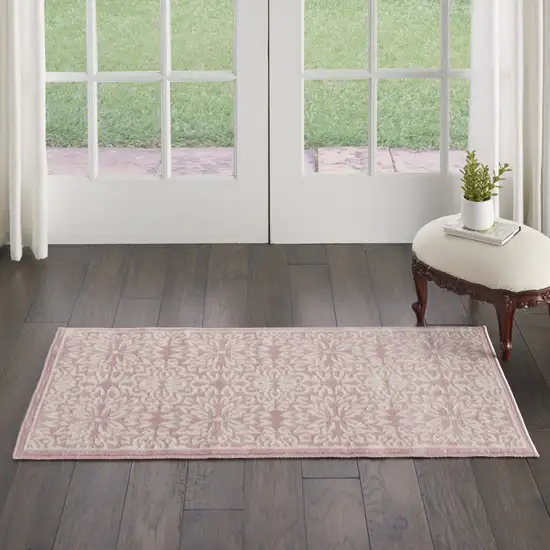 Pink Floral Power Loom Area Rug Photo 6