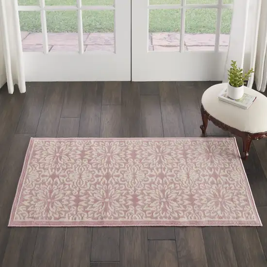 Pink Floral Power Loom Area Rug Photo 7