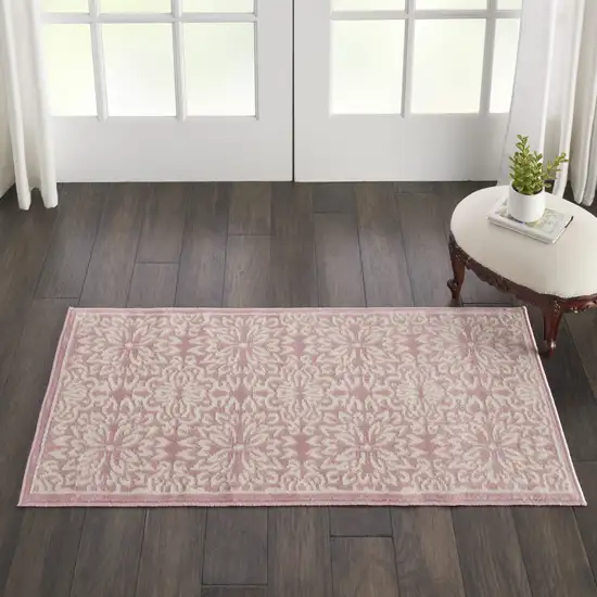 Pink Floral Power Loom Area Rug Photo 5