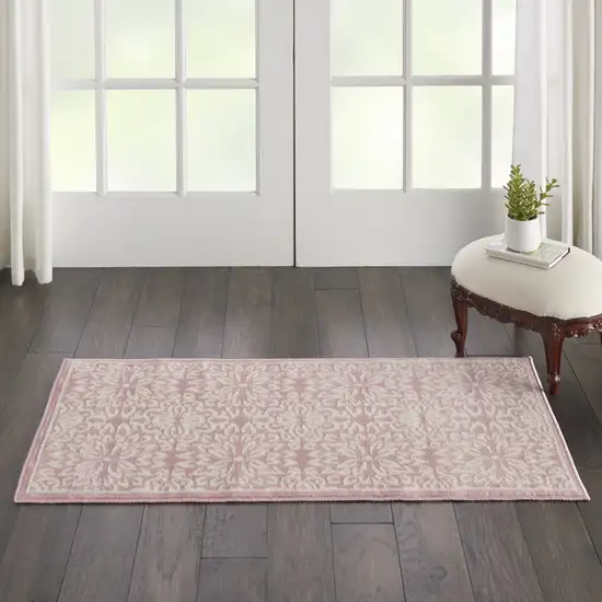 Pink Floral Power Loom Area Rug Photo 4