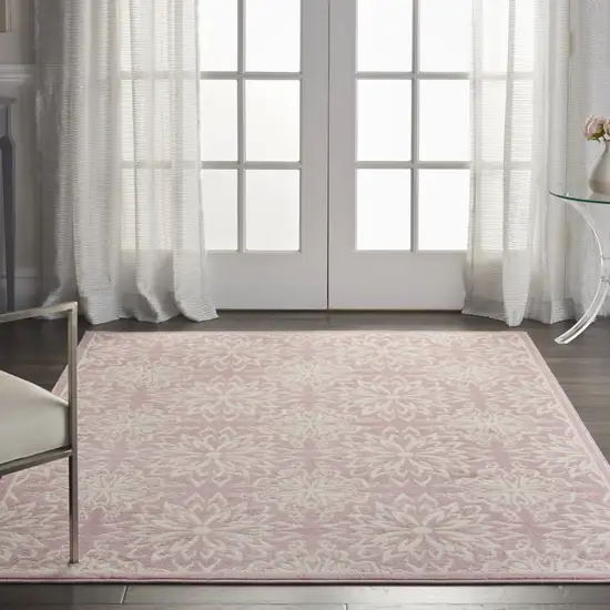 Pink Floral Power Loom Area Rug Photo 5