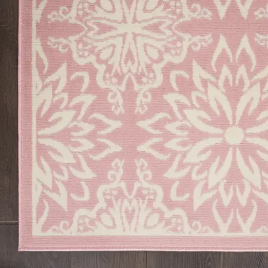 Pink Floral Power Loom Area Rug Photo 2