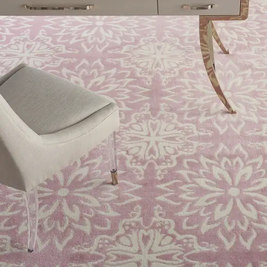 Pink Floral Power Loom Area Rug Photo 5