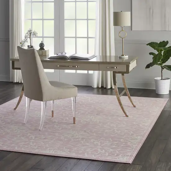 Pink Floral Power Loom Area Rug Photo 7