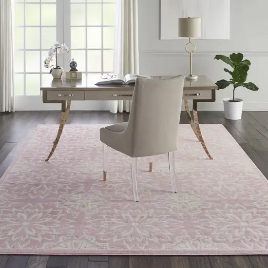 Pink Floral Power Loom Area Rug Photo 6