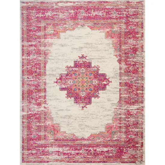 Pink Floral Power Loom Area Rug Photo 1