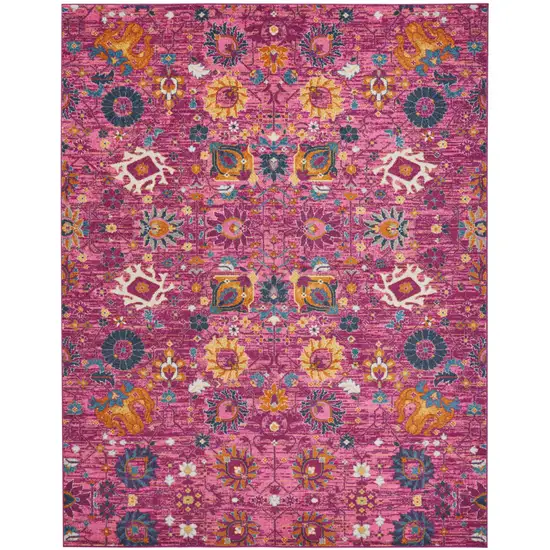 Pink Floral Power Loom Area Rug Photo 1