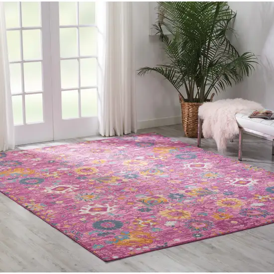 Pink Floral Power Loom Area Rug Photo 7