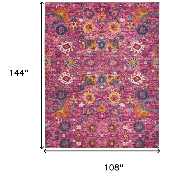 Pink Floral Power Loom Area Rug Photo 9