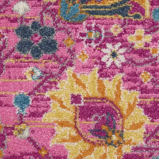 Pink Floral Power Loom Area Rug Photo 4