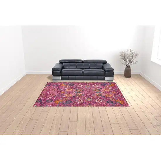 Pink Floral Power Loom Area Rug Photo 2