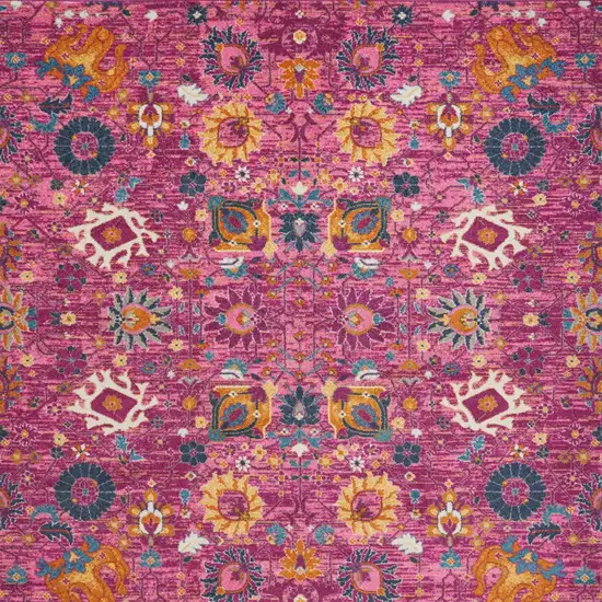 Pink Floral Power Loom Area Rug Photo 8