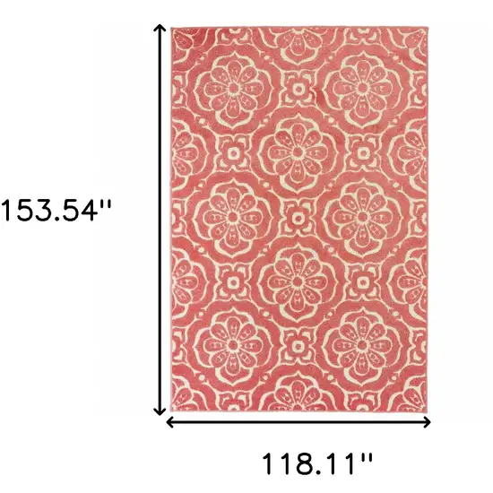 Pink Floral Stain Resistant Indoor Outdoor Area Rug Photo 5