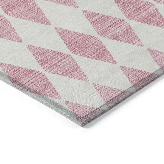 Pink Geometric Washable Indoor Outdoor Area Rug Photo 3