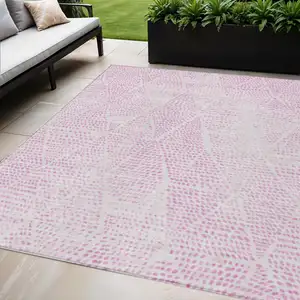 Photo of Pink Geometric Washable Non Skid Indoor Outdoor Area Rug