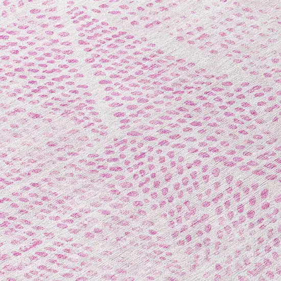 Pink Geometric Washable Non Skid Indoor Outdoor Area Rug Photo 9