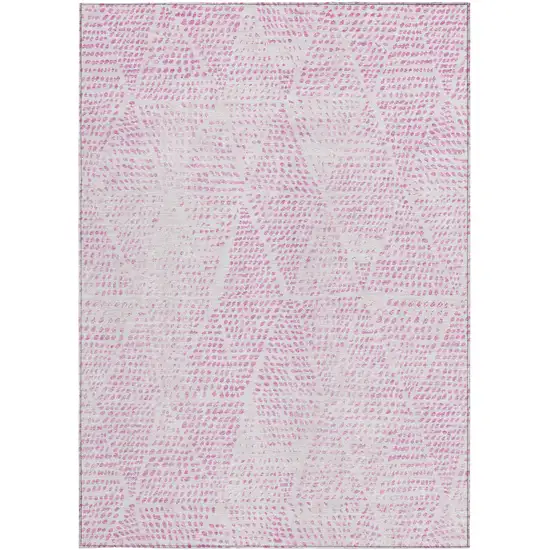 Pink And Ivory Geometric Washable Indoor Outdoor Area Rug Photo 5