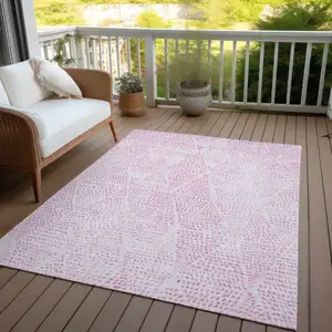 Photo of Pink Geometric Washable Non Skid Indoor Outdoor Area Rug