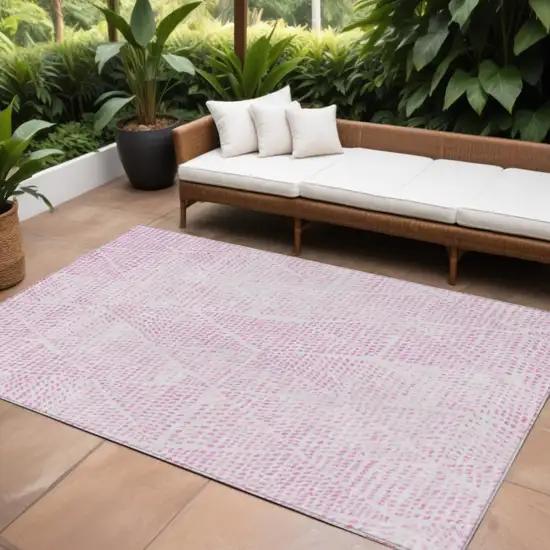 Pink Geometric Washable Non Skid Indoor Outdoor Area Rug Photo 1