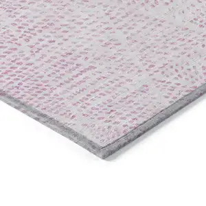 Photo of Pink Geometric Washable Non Skid Indoor Outdoor Area Rug