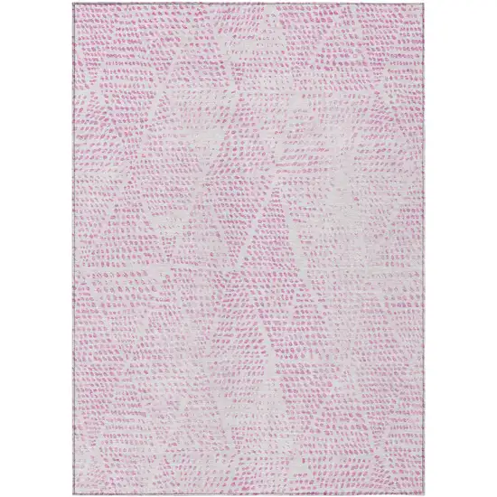 Pink And Ivory Geometric Washable Indoor Outdoor Area Rug Photo 2