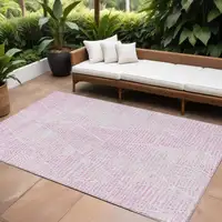 Photo of Pink Geometric Washable Non Skid Indoor Outdoor Area Rug