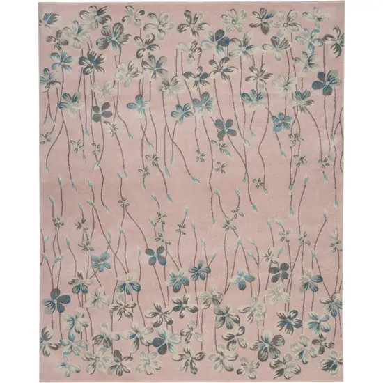 Pink Gray and Blue Floral Area Rug Photo 2