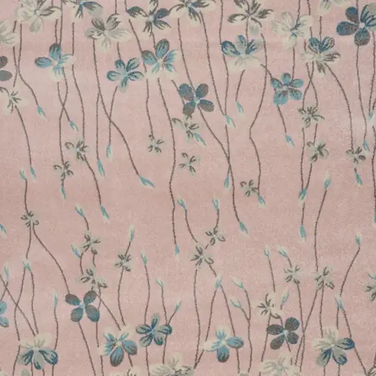 Pink Gray and Blue Floral Area Rug Photo 5