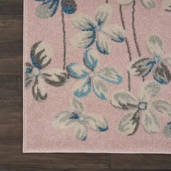 Pink Gray and Blue Floral Area Rug Photo 9