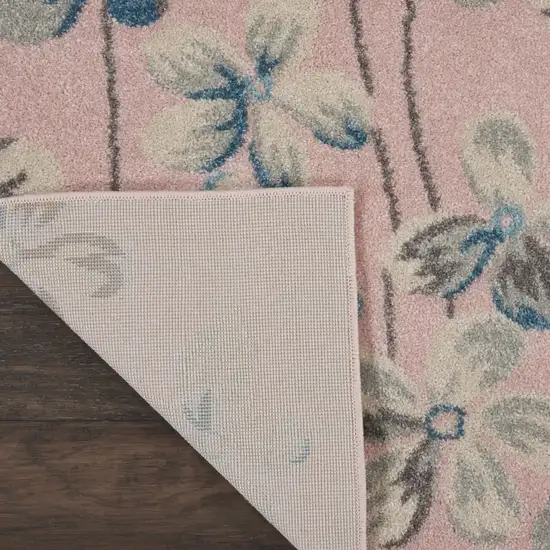 Pink Gray and Blue Floral Area Rug Photo 4