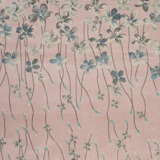 Pink Gray and Blue Floral Area Rug Photo 5