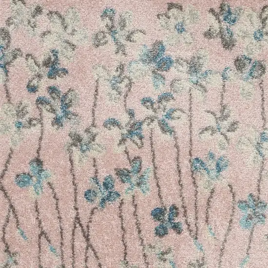 Pink Gray and Blue Floral Area Rug Photo 6