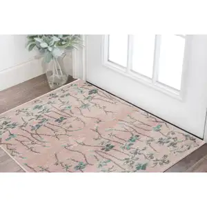 Photo of Pink Gray and Blue Floral Area Rug