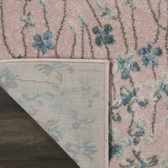 Pink Gray and Blue Floral Area Rug Photo 5