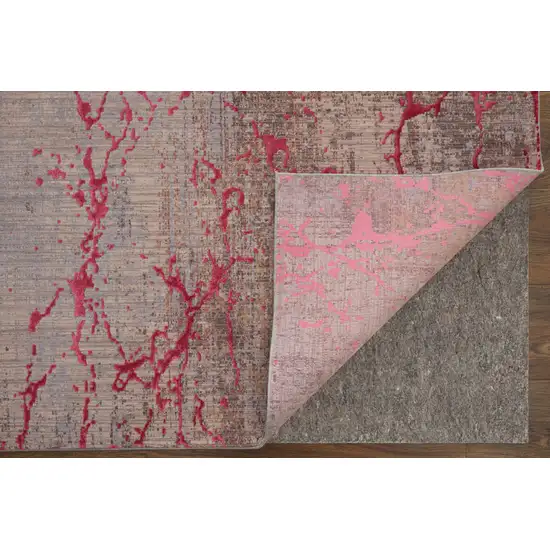 Pink Gray and Taupe Abstract Power Loom Area Rug Photo 7