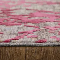 Photo of Pink Gray and Taupe Abstract Power Loom Area Rug