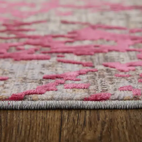 Pink Gray and Taupe Abstract Power Loom Area Rug Photo 8