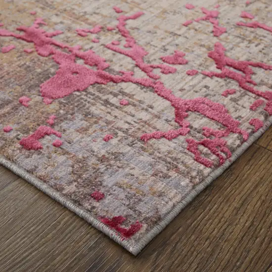 Pink Gray and Taupe Abstract Power Loom Area Rug Photo 9